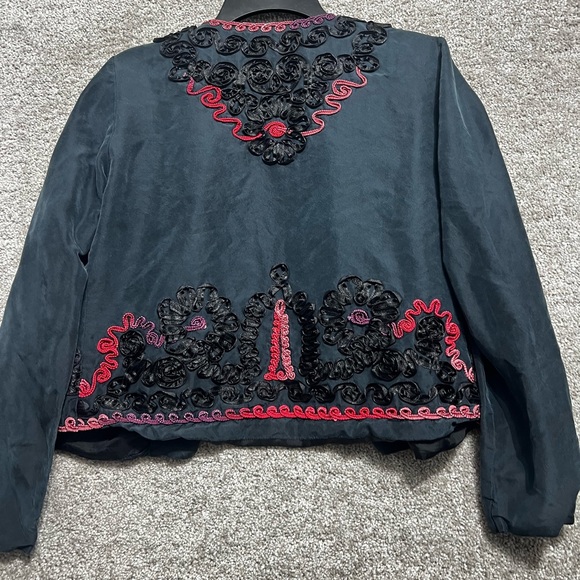 Ann Trinity Woman’s 100% Silk Evening Jacket Blazer Embellished Size Small - Picture 9 of 11